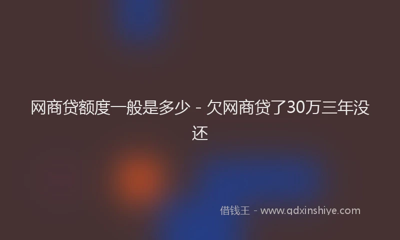 网商贷额度一般是多少 - 欠网商贷了30万三年没还