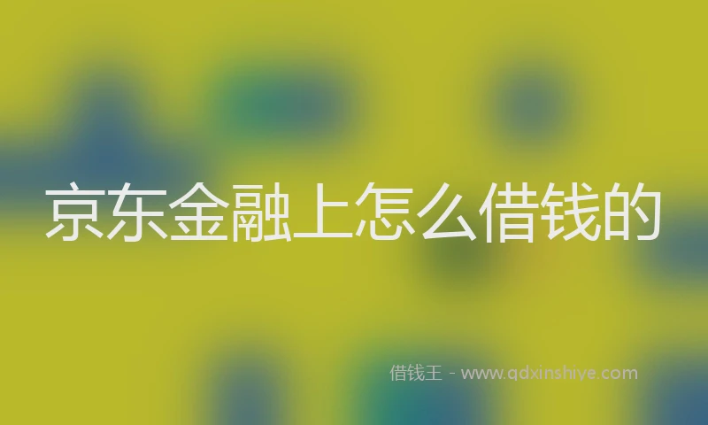 京东金融上怎么借钱的