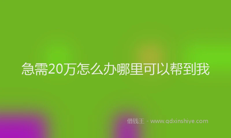 急需20万怎么办哪里可以帮到我