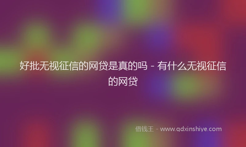 好批无视征信的网贷是真的吗 - 有什么无视征信的网贷