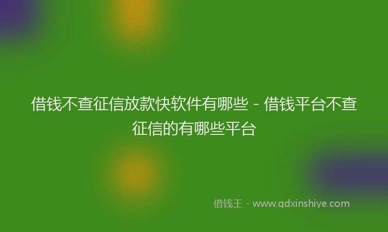 借钱不查征信放款快软件有哪些 - 借钱平台不查征信的有哪些平台