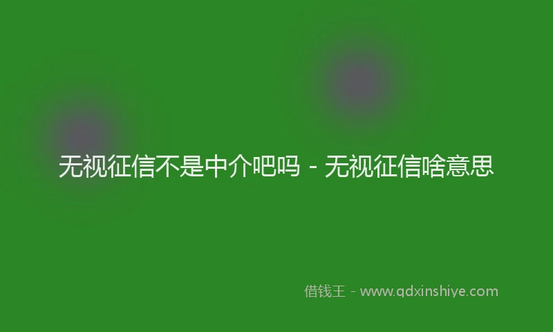 无视征信不是中介吧吗 - 无视征信啥意思