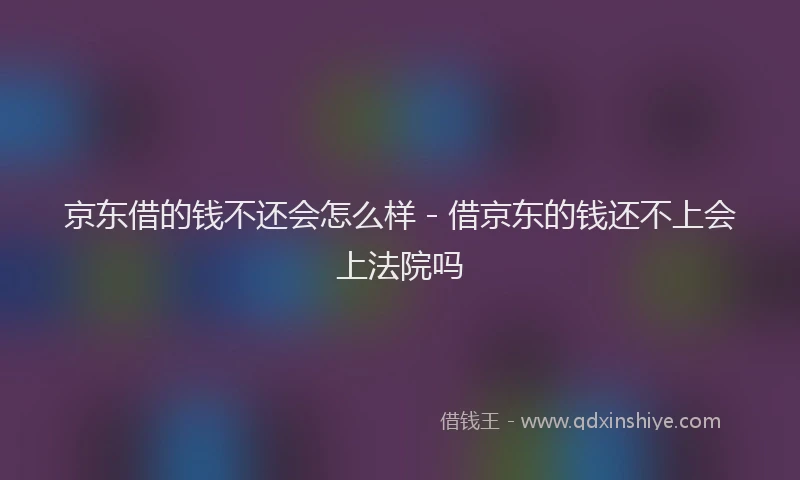 京东借的钱不还会怎么样 - 借京东的钱还不上会上法院吗