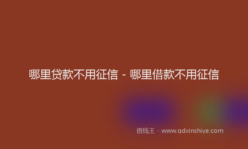 哪里贷款不用征信 - 哪里借款不用征信