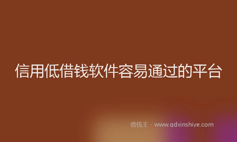 信用低借钱软件容易通过的平台