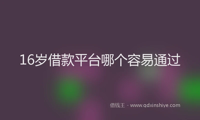 16岁借款平台哪个容易通过