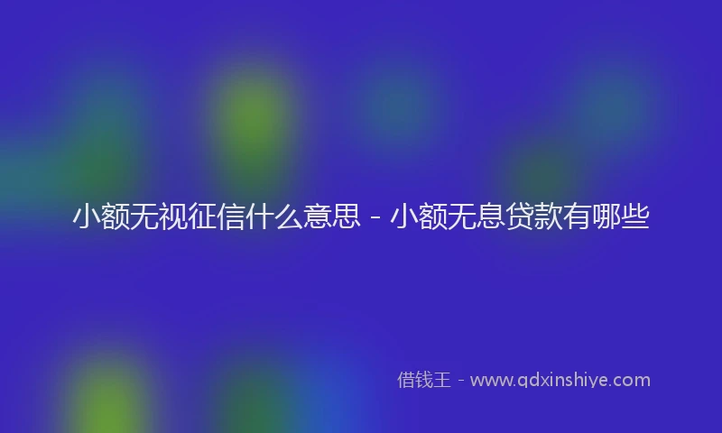 小额无视征信什么意思 - 小额无息贷款有哪些