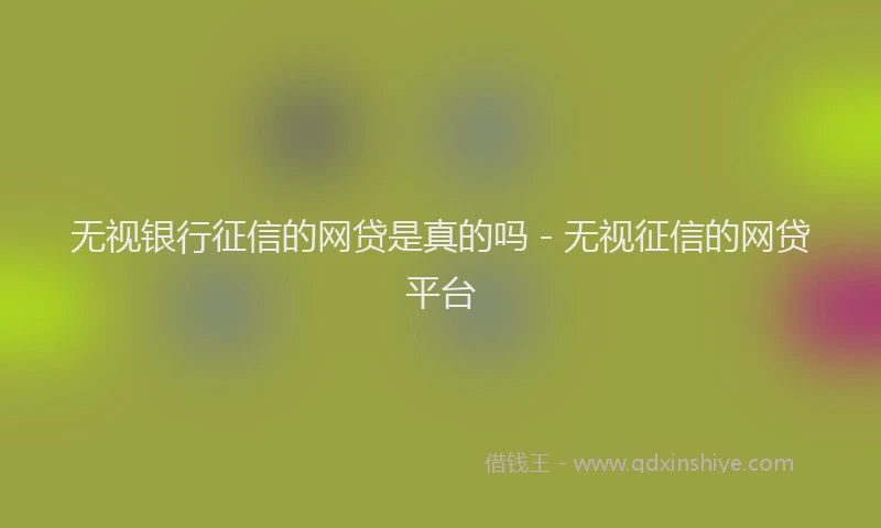 无视银行征信的网贷是真的吗 - 无视征信的网贷平台