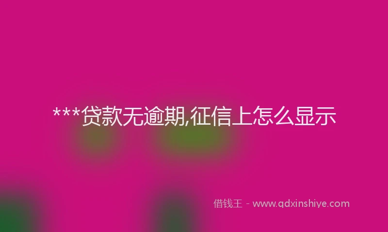 ***贷款无逾期,征信上怎么显示