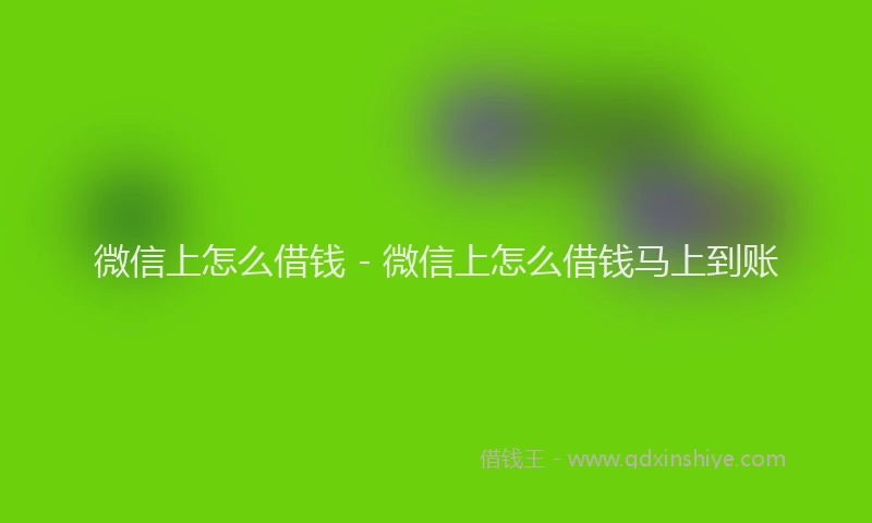 微信上怎么借钱 - 微信上怎么借钱马上到账