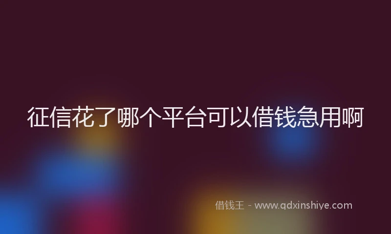 征信花了哪个平台可以借钱急用啊