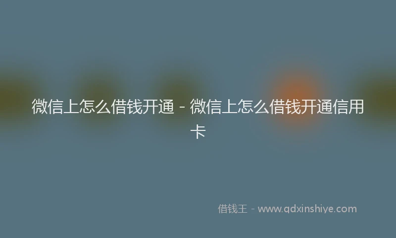 微信上怎么借钱开通 - 微信上怎么借钱开通信用卡