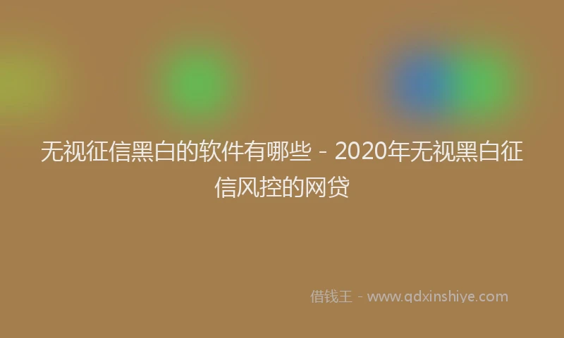 无视征信黑白的软件有哪些 - 2020年无视黑白征信风控的网贷