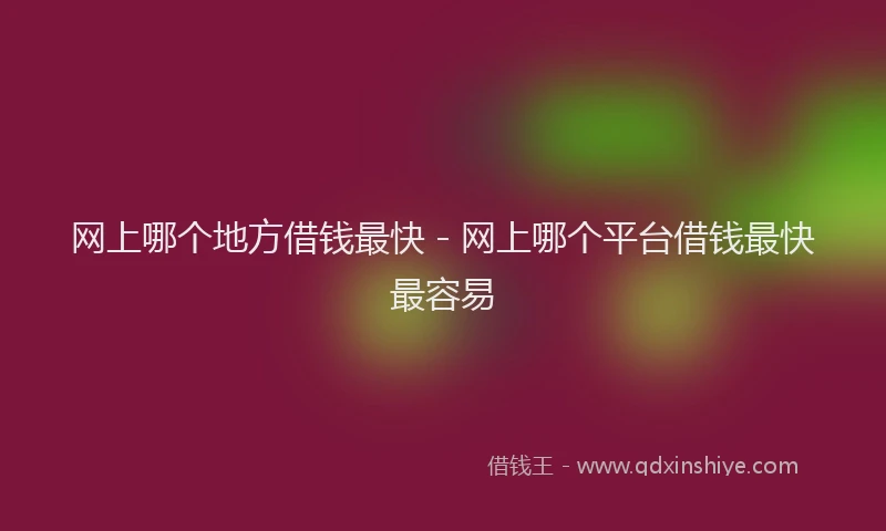 网上哪个地方借钱最快 - 网上哪个平台借钱最快最容易