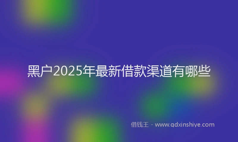 黑户2025年最新借款渠道有哪些