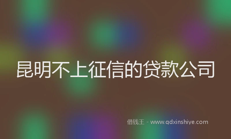 昆明不上征信的贷款公司