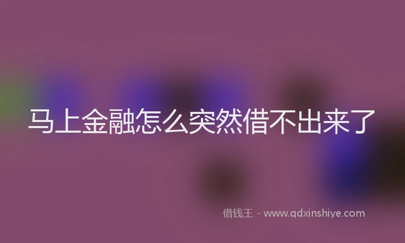 马上金融怎么突然借不出来了