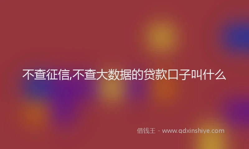 不查征信,不查大数据的贷款口子叫什么