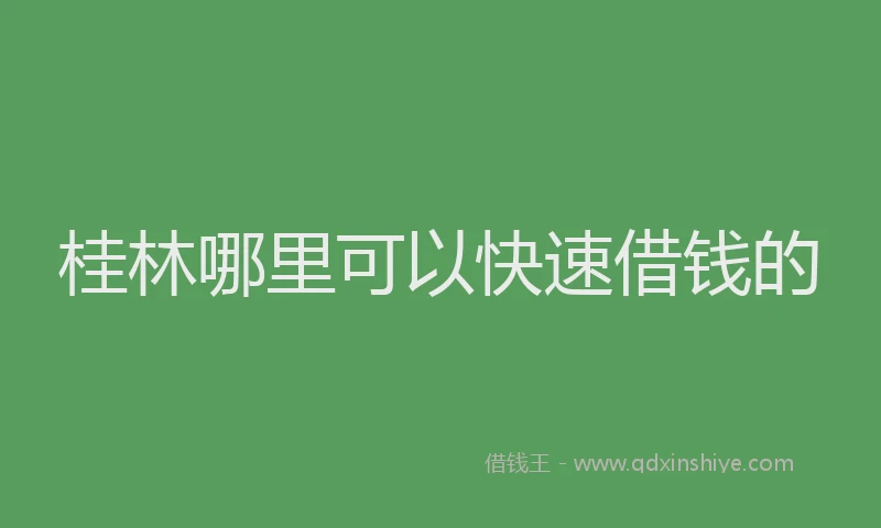 桂林哪里可以快速借钱的