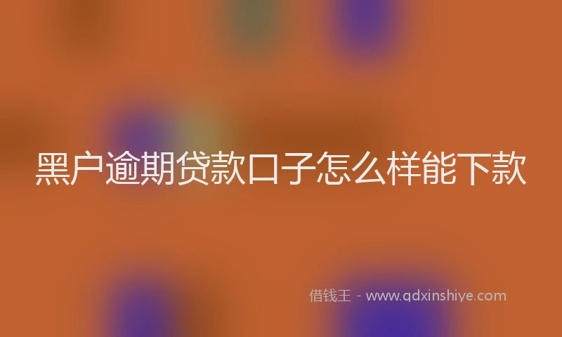 黑户逾期贷款口子怎么样能下款