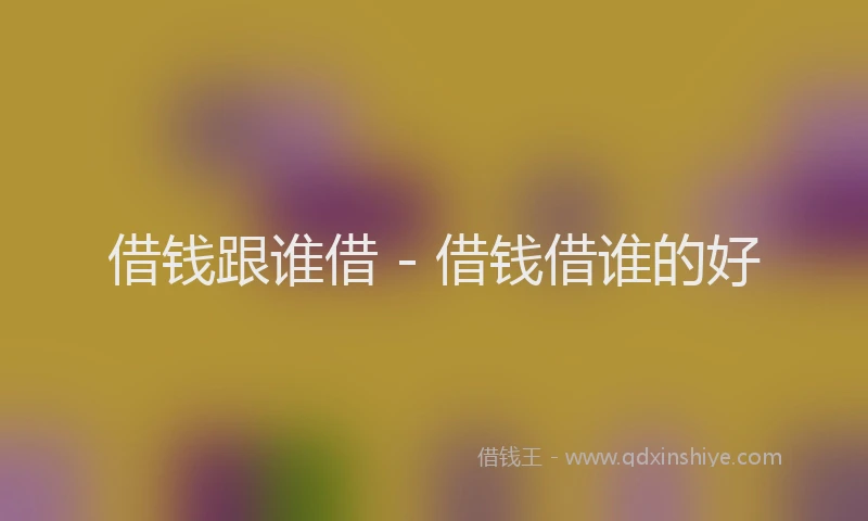 借钱跟谁借 - 借钱借谁的好