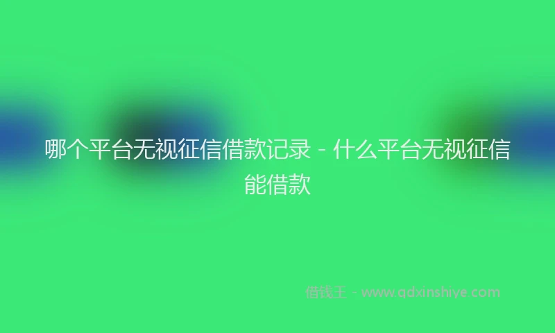 哪个平台无视征信借款记录 - 什么平台无视征信能借款