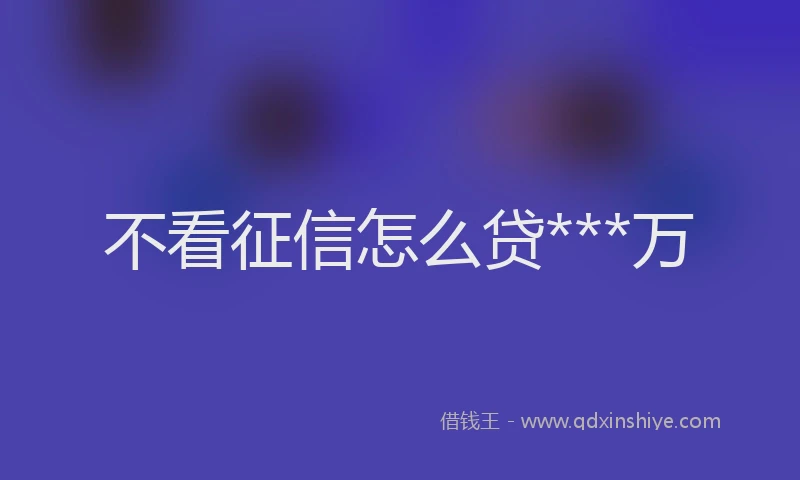 不看征信怎么贷***万