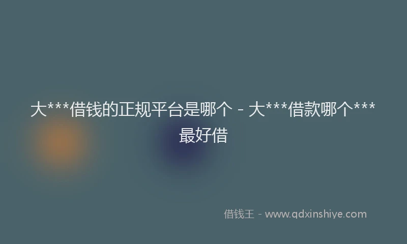 大***借钱的正规平台是哪个 - 大***借款哪个***最好借