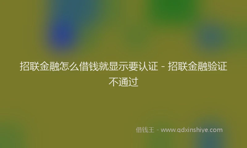 招联金融怎么借钱就显示要认证 - 招联金融验证不通过