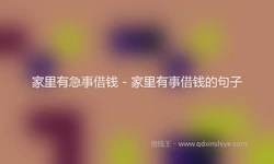 家里有急事借钱 - 家里有事借钱的句子