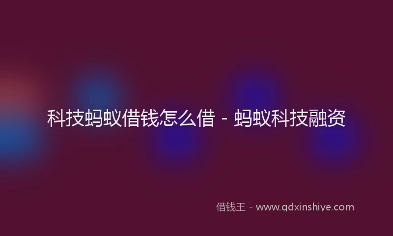 科技蚂蚁借钱怎么借 - 蚂蚁科技融资
