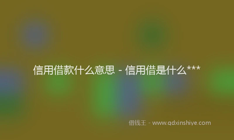 信用借款什么意思 - 信用借是什么***