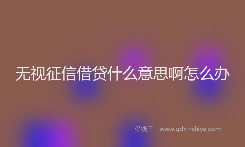 无视征信借贷什么意思啊怎么办