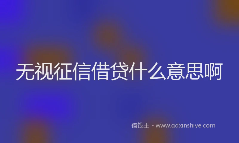 无视征信借贷什么意思啊