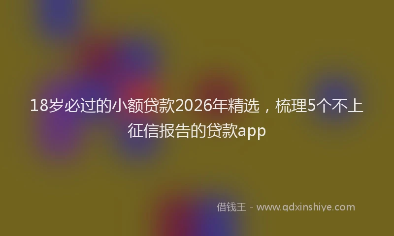 18岁必过的小额贷款2026年精选，梳理5个不上征信报告的贷款app