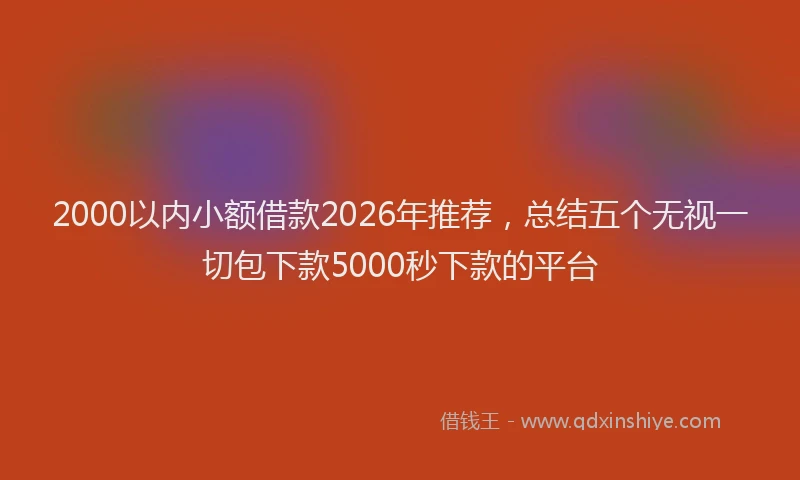 2000以内小额借款2026年推荐，总结五个无视一切包下款5000秒下款的平台