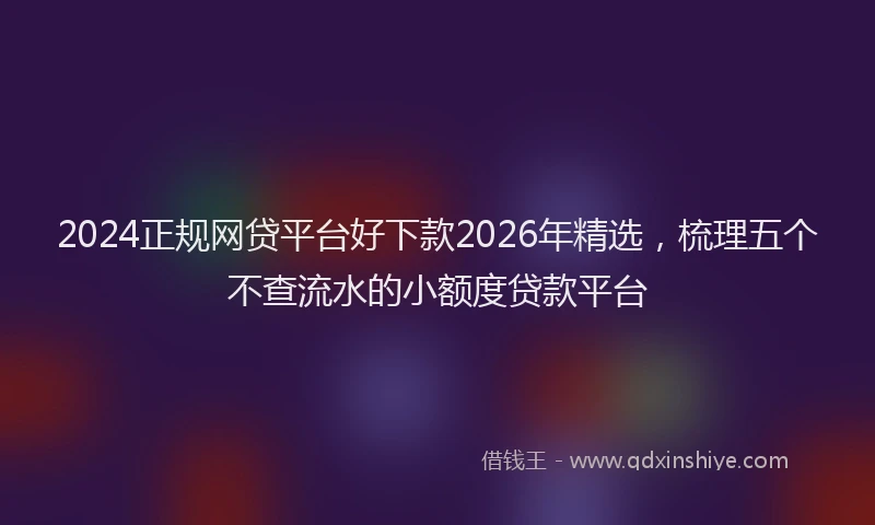 2024正规网贷平台好下款2026年精选，梳理五个不查流水的小额度贷款平台