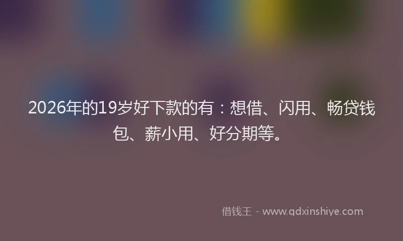 2026年的19岁好下款的有:想借、闪用、畅贷钱包、薪小用、好分期等。