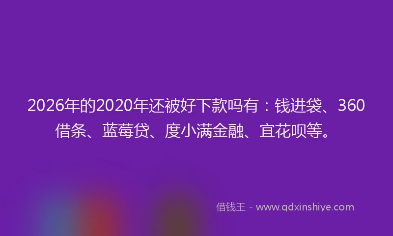 2026年的2020年还被好下款吗有:钱进袋、360借条、蓝莓贷、度小满金融、宜花呗等。