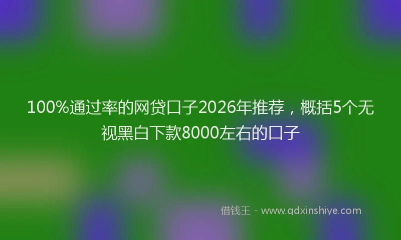 100%通过率的网贷口子2026年推荐，概括5个无视黑白下款8000左右的口子