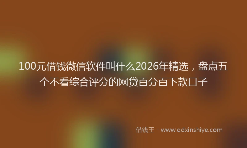 100元借钱微信软件叫什么2026年精选，盘点五个不看综合评分的网贷百分百下款口子