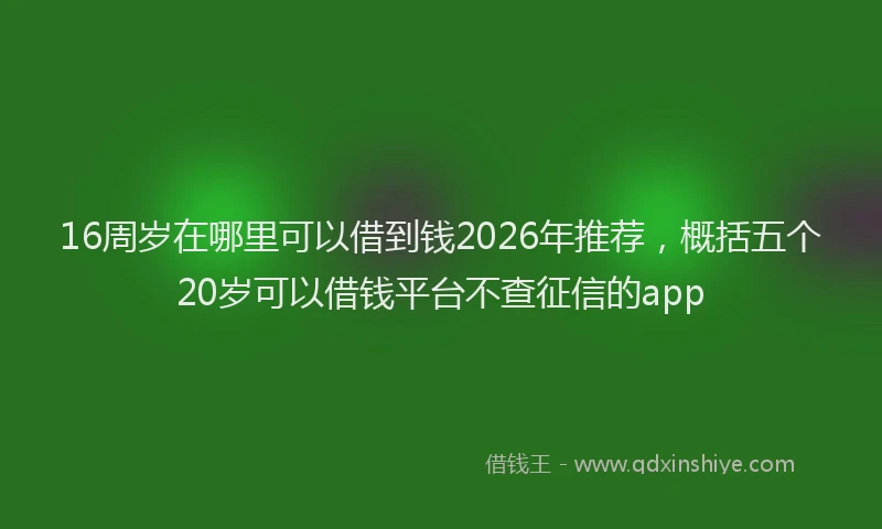 16周岁在哪里可以借到钱2026年推荐，概括五个20岁可以借钱平台不查征信的app