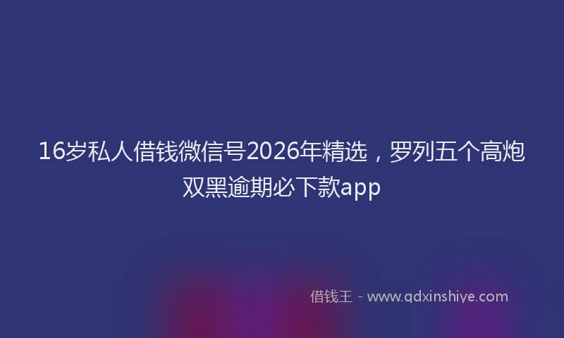 16岁私人借钱微信号2026年精选,罗列五个高炮双黑逾期必下款app
