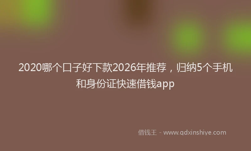 2020哪个口子好下款2026年推荐,归纳5个手机和身份证快速借钱app