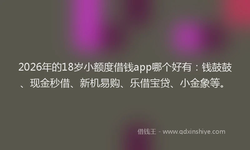 2026年的18岁小额度借钱app哪个好有：钱鼓鼓、现金秒借、新机易购、乐借宝贷、小金象等。
