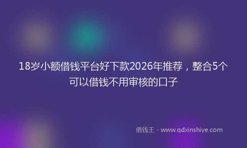 18岁小额借钱平台好下款2026年推荐，整合5个可以借钱不用审核的口子