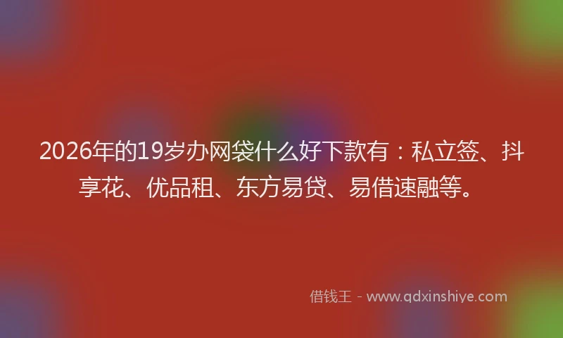 2026年的19岁办网袋什么好下款有:私立签、抖享花、优品租、东方易贷、易借速融等。