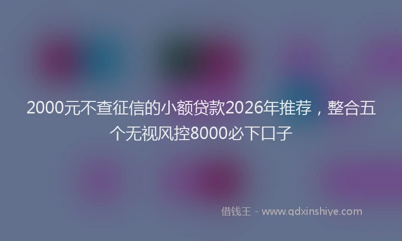 2000元不查征信的小额贷款2026年推荐，整合五个无视风控8000必下口子