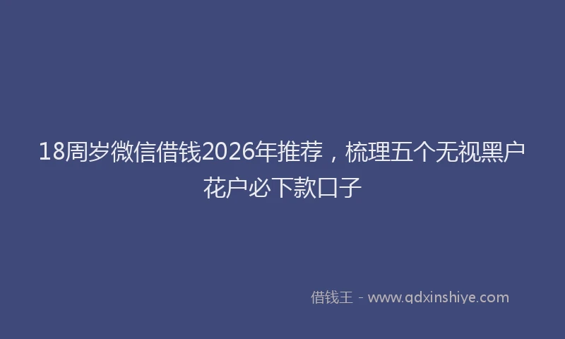 18周岁微信借钱2026年推荐,梳理五个无视黑户花户必下款口子