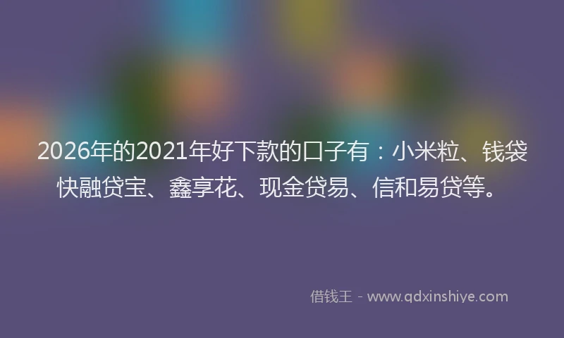 2026年的2021年好下款的口子有：小米粒、钱袋快融贷宝、鑫享花、现金贷易、信和易贷等。
